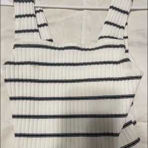 American eagle black and white striped tank top